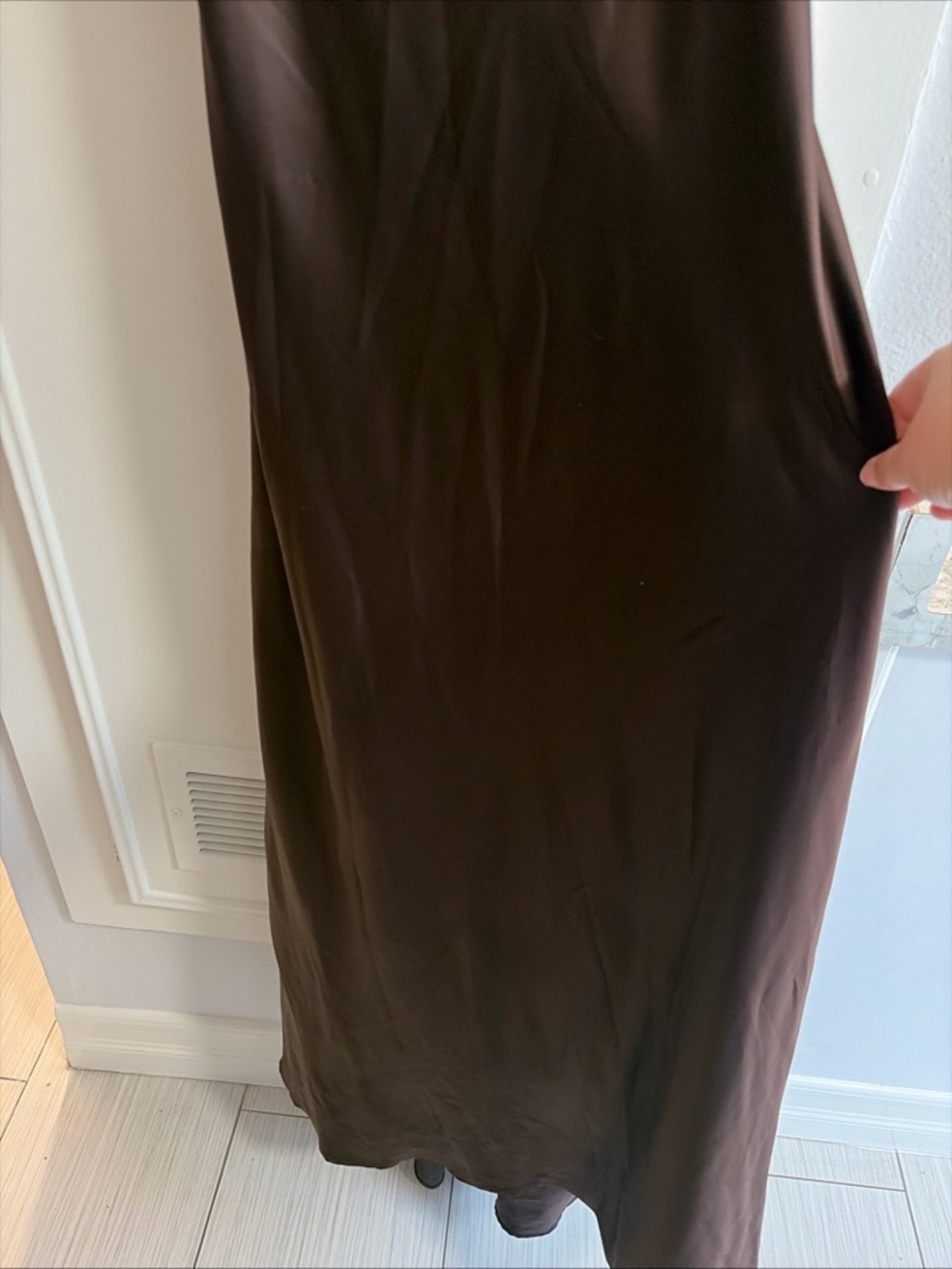 Calvin Klein Chocolate Brown Sleeveless Maxi Dress Prom Formal Sz 14 Cross Back - Picture 3 of 11